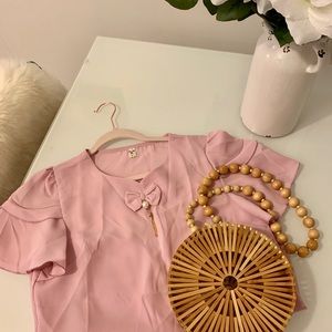 Pink Blouse with a Bow ꨄ